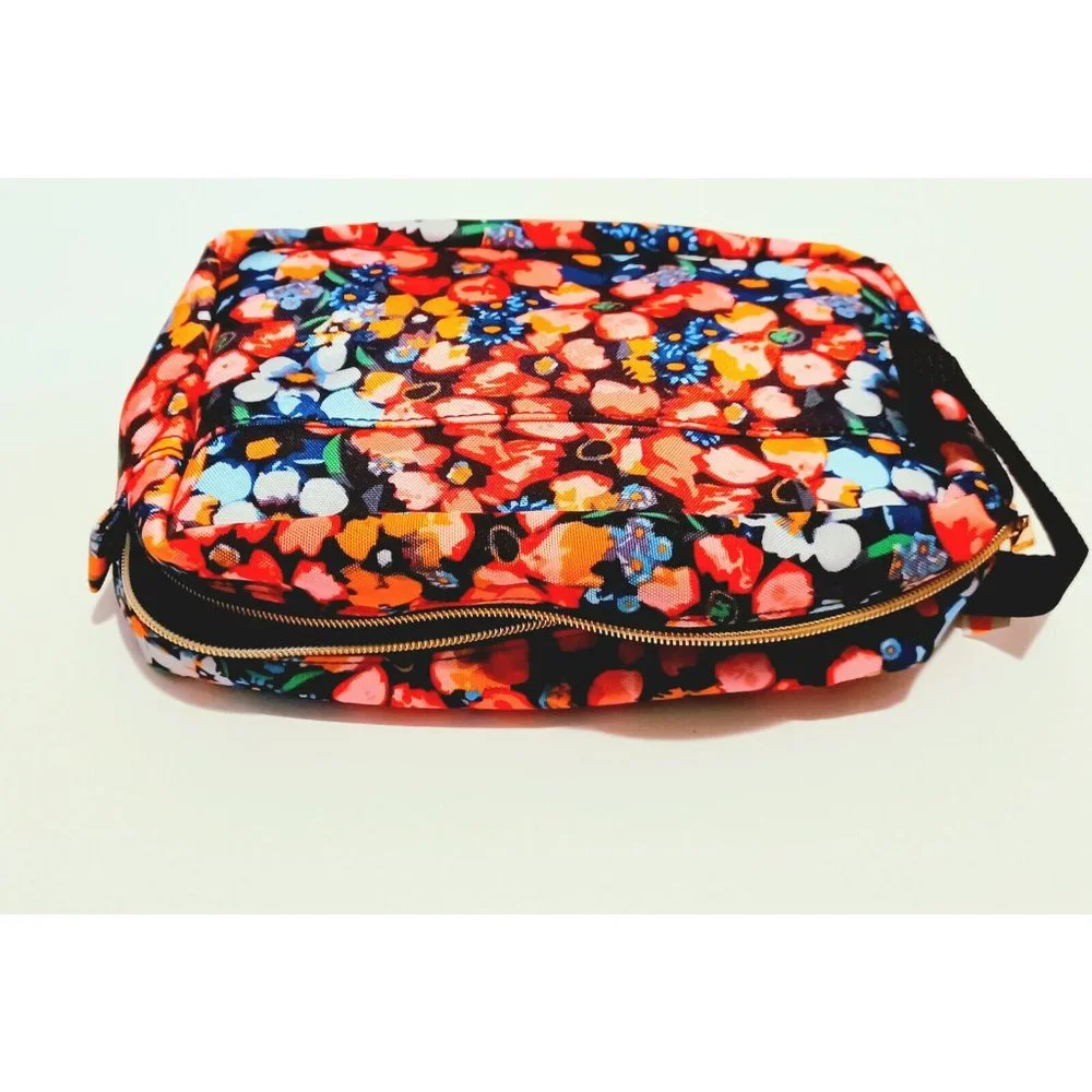 Under One Sky Floral Soft Shell Toiletry Make Up Travel Bag With Wrist Strap NWT